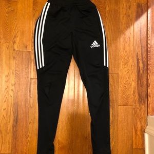 Adidas black and white striped sweatpants